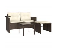 vidaxl set sofas de jardin 3 piezas y cojines ratan sintetico marron