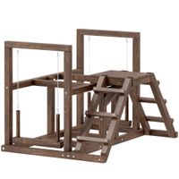 pawhut area de juegos de madera perchero de madera para gallinas con columpio escalera plataformas 82 x 60 x 55 cm marron   aosom espana