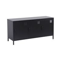 mueble de tv estilo industrial de metal con 3 puertas 120cm negro