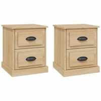 pack 2 uds mesitas de noche  mesa auxiliar  mesilla contrachapada roble sonoma 39x39x475 cm