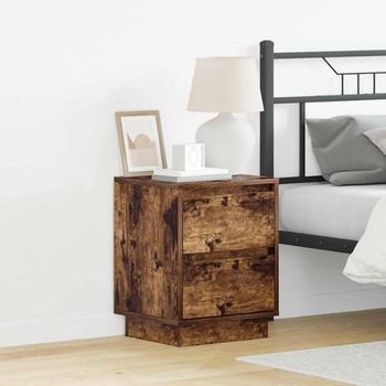 Armario De Noche 2 Uds - Dormitorio - Madera De Ingeniería - Roble Ahumado (39x34.5x50cm)