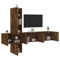 5 uds muebles tv de pared  mueble de salon  armario tv madera ingenieria roble ahumado cfw780504