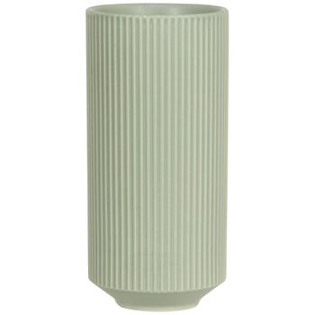 Jarrón de porcelana con estrías en gris Alt.23 cm