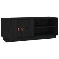 mueble tv  mueble de salon  armario tv de madera maciza de pino negro 105x34x40 cm