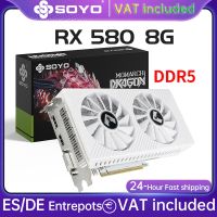 soyo-tarjetas graficas radeon rx580 8g gddr5 tarjeta de memoria para videojuegos pcie30x16 gpu componentes de ordenador de escritorio amd rx 580 8g
