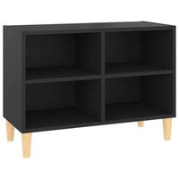 mueble de tv con patas de madera maciza negro 695x30x50 cm vidaxl