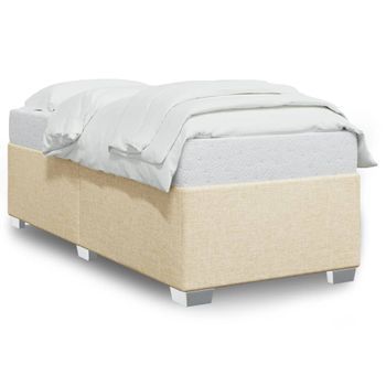 Cama Individual | Cama Para Adultos | Estructura De Cama De Tela Color Crema 100x200 Cm Cfw7180261