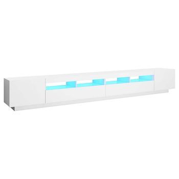 Mueble Tv | Mueble De Salón | Mesa De Tv Con Luces Led Blanco 300x35x40 Cm
