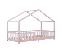 cama para ninos treviolo forma de casa pino 90x200 cm rosa  blanco encasa