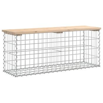 Banco Jardín | Banco De Exterior | Silla De Jardín Diseño Gaviones Madera Maciza Pino 103x31,5x42 Cm