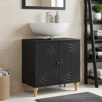 Vidaxl Mueble De Lavabo Para Baño Alkmaar Negro 59,5 X 31,5 X 59 Cm