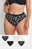 yours juego 5 bragas negras y beige estampado cachemira