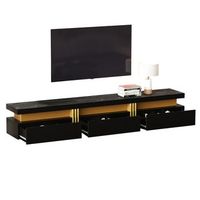 mueble de tv de marmol con 3 cajones 90 pulgadas color negro