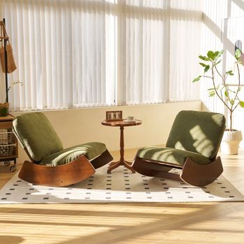 Mecedora - Sillón Para Salón Y Dormitorio - Madera Y Pana - Verde (90x61.5x71.9cm)
