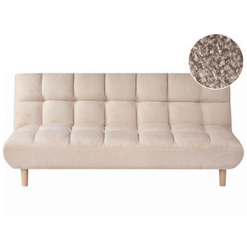 Sofá Cama De Bouclé Moderno Sin Reposabrazos 2 Plazas Con Respaldo Acolchado Y Asiento Capitoné Patas De Madera Beige Risor
