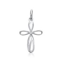 14 quilates oro blanco colgante cruz diamante 001 ct
