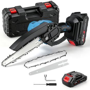 Motosierra eléctrica, herramienta de jardinería para trabajar la madera, sierra eléctrica sin escobillas de 8 pulgadas, sierra de poda con una sola mano para batería Makita de 21v