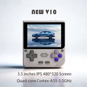 NUEVA Consola de Juegos Retro Portátil V10 con Pantalla IPS OCA HD de 3.5 Pulgadas y Resolución 480*320, Sistema de Código Abierto RK3326, Regalo Económico para Niños