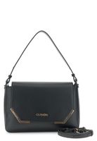 bolso de hombro con solapa efecto piel con esquinas metalicas black