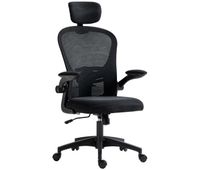 vinsetto silla de oficina de malla silla de escritorio giratoria con funcion basculante respaldo alto reposacabezas ajustable soporte lumbar 4d brazo abatible altura ajustable negro