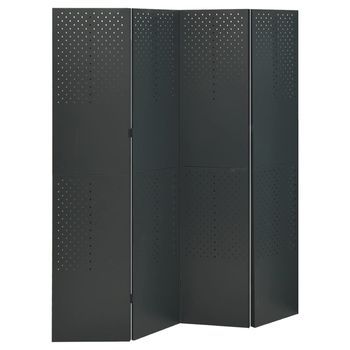 Biombo Divisor De 4 Paneles Acero Gris Antracita 160x180 Cm Vidaxl