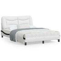 cama matrimonial  cama para adultos  estructura cama con led cuero sintetico blanco negro 120x200 cm cfw226856