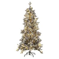 arbol de navidad artificial blanco nieve sintetica 180 cm ramas con bisagras pre iluminado festividad tatlow