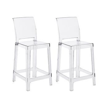 Conjunto De 2 Sillas De Bar Transparentes Plástico Taburete De Cocina Sillas Altas Wellington