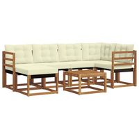 conjunto de sofas de exterior con cojin 7 piezas  mueble de jardin natural y crema