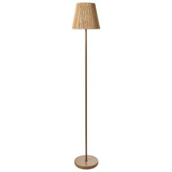Lámpara De Pie Boho Pantalla De Cuerda De Papel Base De Hierro Acabado Mate Sala De Estar Dormitorio Marrón Hanger
