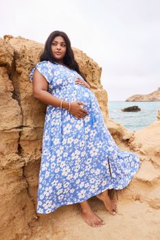 Bump It Up Maternity Vestido Largo Azul De Flores