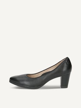 CAPRICE Pumps, black, made of Leather with Block heel, Size 39