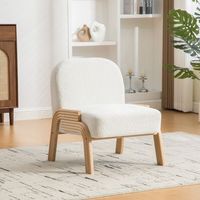sillon lounge - mueble para salon y dormitorio - chenilla y madera - marfil 72x61x78cm