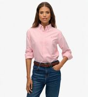 superdry para mujer w4010565a camisa oxford slim de manga larga rosa xs casual algodon clasico