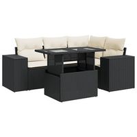 set de muebles de jardin 5 piezas y cojines ratan sintetico negro