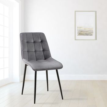 Silla de comedor con reposapiés en terciopelo gris oscuro