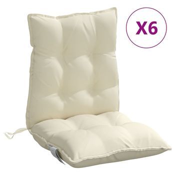 Cojines Para Silla Con Respaldo Bajo 6 Uds Tela Oxford Crema Vidaxl