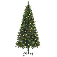 arbol de navidad artificial iluminado con luces y pinas 180 cm vidaxl