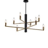 isak suspension en hierro lacado negro con acabados en laton brunido cepillado 8 luces h66 o86 bl311-8-nr
