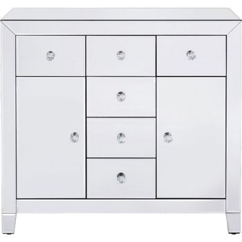 Cómoda espejo 2 puertas 6 cajones 88 x 41cm