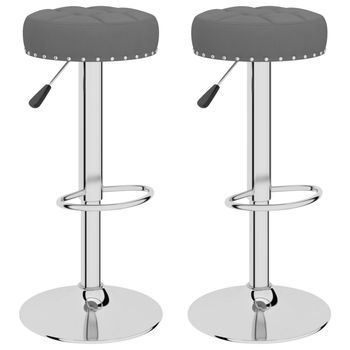 Pack 2 Uds Taburetes De Bar | Taburete De Cocina | Taburete Alto Tela Gris Oscuro