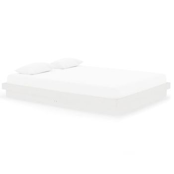 Cama Matrimonial | Cama Para Adultos | Estructura De Cama Madera Maciza Blanca King Size 150x200 Cm