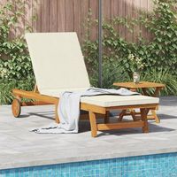 sillon de sol con ruedas de  mesa y cojin de madera de acacia maciza v7777 unico  beige