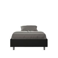 cama con somier acolchada sin cabecero 120x200 cuero sintetico negro azelia