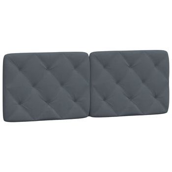 Cabecero De Cama | Panel De Cabecera | Decoración De Pared Acolchado Terciopelo Gris Oscuro 120 Cm