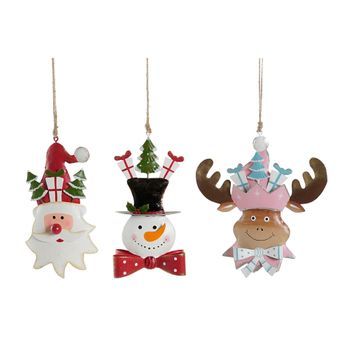 Adorno Navideño Dkd Home Decor Metal Papá Noel (3 Pcs) (16 X 3 X 18 Cm)