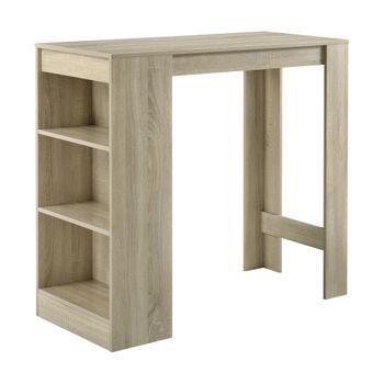[en.casa]® Mesa De Bar De Bistro Elegante - 110 X 50 X 103 Cm - Mesa Alta Cocina - Barra Integrada Para Bebidas - 3 Estantes - Efecto Roble