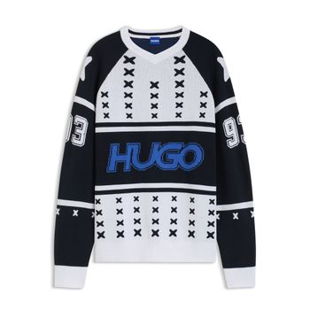 Hugo Blue Jersey oversize fit con ilustración 50543775-100