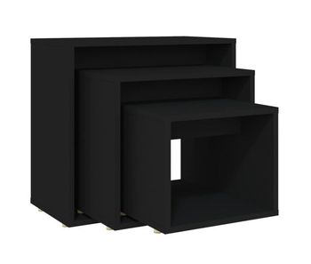 Mesas apilables 3 piezas madera contrachapada negro