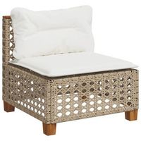 sofa de jardin sin reposabrazos con cojines ratan pe beige vidaxl